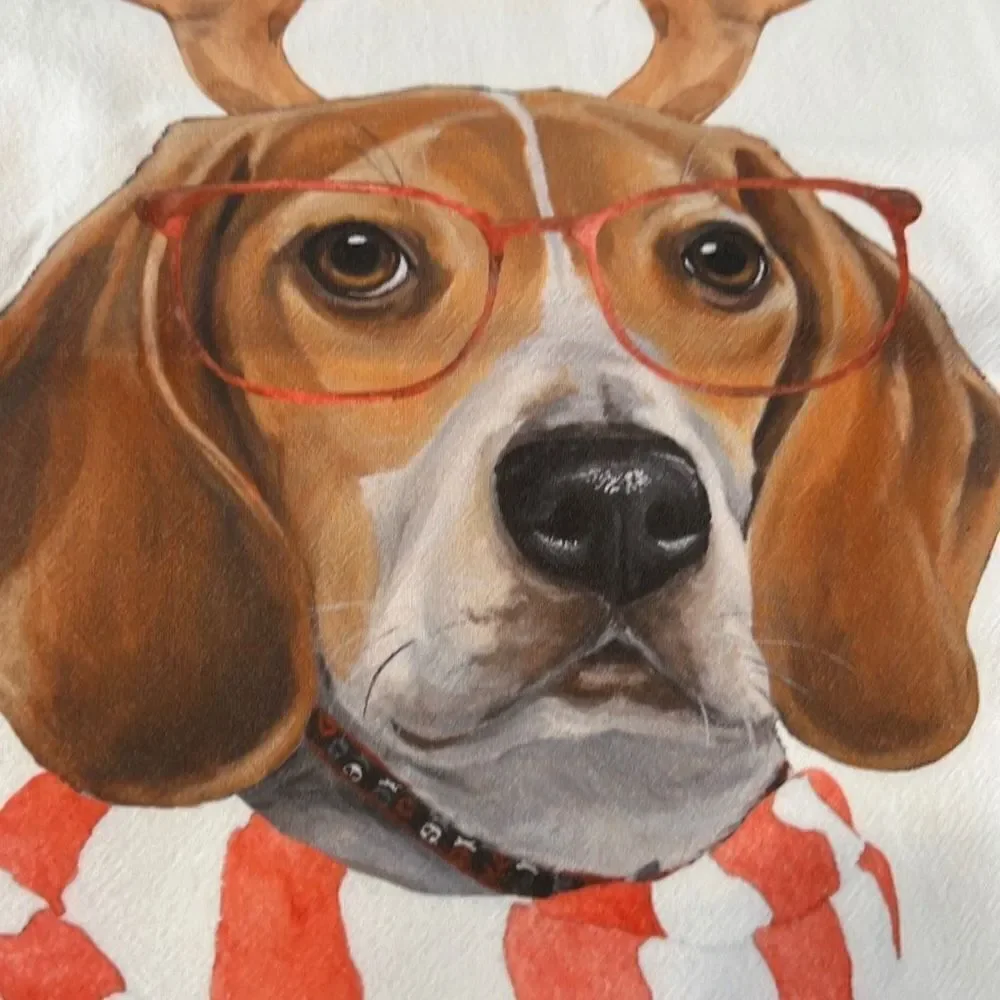 Hippie Hound Studios Christmas Dog Towel “Beagle ” Holiday Towel Set 2 NWT